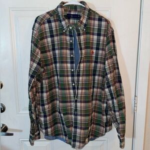 Ralph Lauren Size XXL Green and Red Plaid Button Down